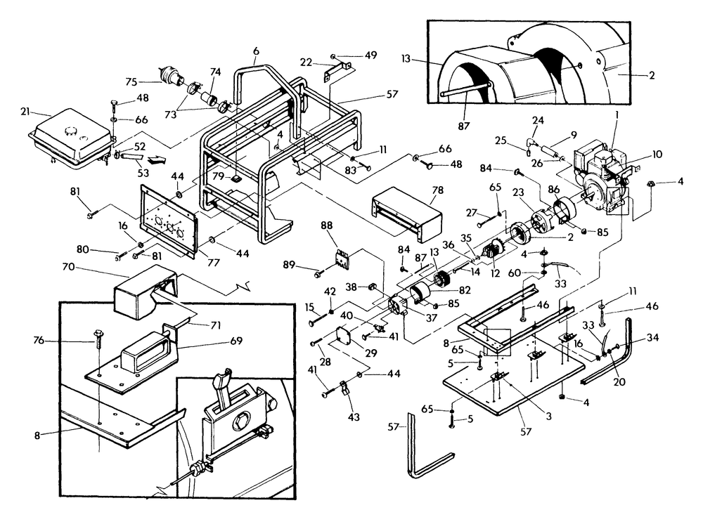 Cradle And Stator Assembly (10/95) Diagram and Parts List for 9219-0-EC-4000DES  Briggs and Stratton Generator